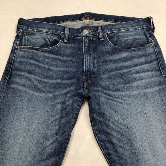 POLO Ralph Lauren Varick Jeans Men 35x30 Slim Straight Whisker Honeycomb Light - Picture 3 of 15